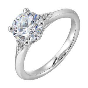 14Kt White Semi Mount 1/25Ctw For 1 1/2Ctw Round Center