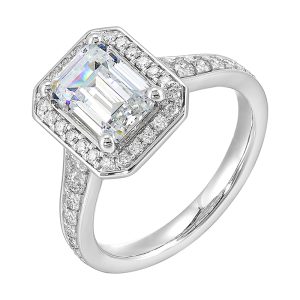 14Kt White Semi Mount 1/2Ctw For 2Ctw Emerald Cut Center