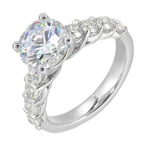 14Kt White Semi Mount 1Ctw For 2Ctw Round Center