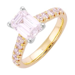 14Kt White Yellow Semi Mount 1/2Ctw For 2Ct Emerald Cut Center
