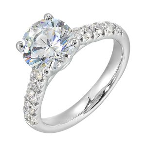14Kt White Semi Mount 1/2Ctw For 1 1/2Ct Round Center