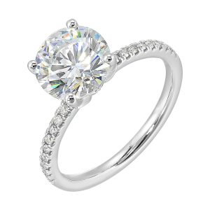 14Kt White Semi Mount 1/5Ctw For 2Ctw Round Center