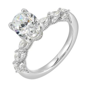 14Kt White Semi Mount 3/8Ctw For 2Ctw Oval Center