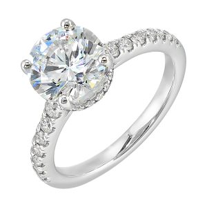 14Kt White Semi Mount 1/2Ctw For 2Ctw Round Center