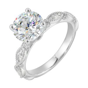 14Kt White Semi Mount 1/5Ctw For 2Ctw Round Center