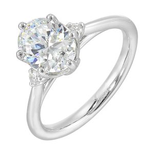 14Kt White Semi Mount 1/20Ctw For 1 1/2Ct Oval Center