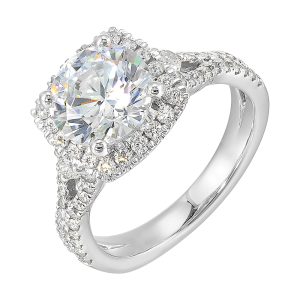 14Kt White Semi Mount 5/8Ctw For 2Ctw Round Center