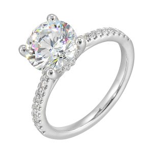 14Kt White Semi Mount 1/4Ctw For 2Ctw Round Center