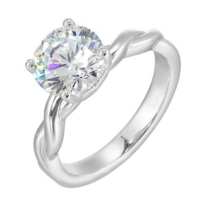 14Kt White Semi Mount 1/25Ctw For 2Ctw Round Center