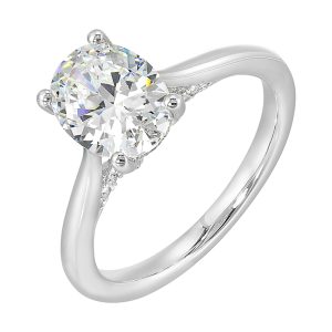 14Kt White Semi Mount 1/5Ctw For 2Ct Oval Center