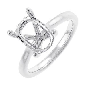 14Kt White Semi Mount 1/12Ctw For 3Ctw Oval Center