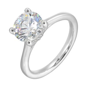 14Kt White Semi Mount 1/20Ctw For 2Ctw Round Center