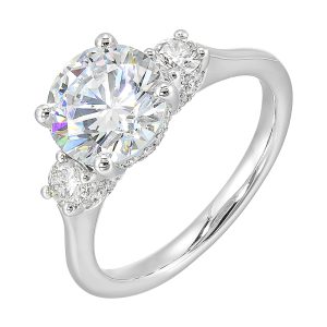 14Kt White Semi Mount 1/2Ctw For 2Ctw Round Center
