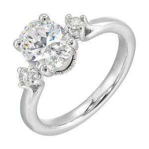 14Kt White Semi Mount 1/6Ctw For 2Ctw Oval Center