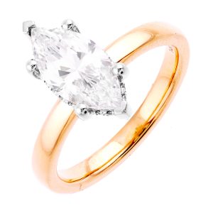 14Kt White Yellow Semi Mount 3/8Ctw For 2Ct Marquise Center