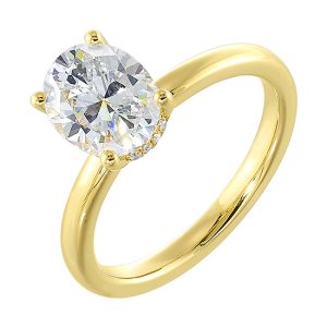 14Kt Yellow Semi Mount 1/15Ctw For 2Ct Oval Center