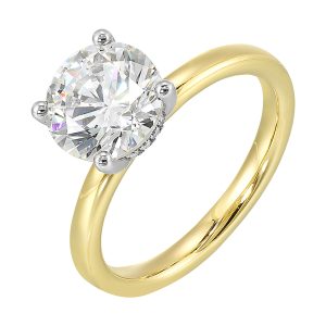 14Kt White Yellow Semi Mount 1/15Ctw For 3Ct Round Center