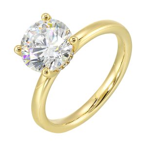 14Kt Yellow Semi Mount 1/15Ctw For 3Ctw Round Center