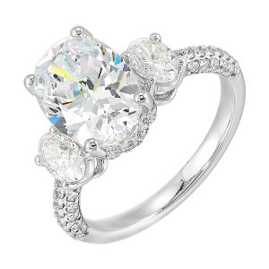 14Kt White Semi Mount 1Ctw For 3Ctw Oval Center