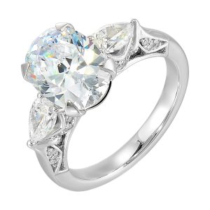 14Kt White Semi Mount 5/6Ctw For 3Ctw Oval Center