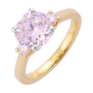 14Kt White Yellow Semi Mount 1/4Ctw For 2Ct Round Center