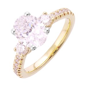 14Kt White Yellow Semi Mount 1/2Ctw For 2Ct Oval Center