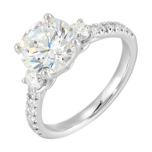 14Kt White Semi Mount 1/2Ctw For 1 1/2Ct Round Center