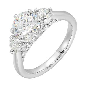 14Kt White Semi Mount 5/8Ctw For 1 1/2Ctw Round Center