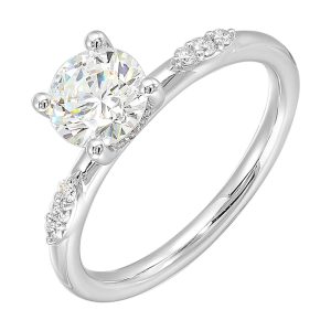 14Kt White Semi Mount 1/8Ctw For 1Ctw Round Center