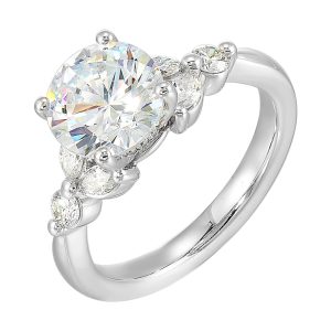 14Kt White Semi Mount 1/2Ctw For 2Ctw Round Center