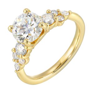 14Kt Yellow Semi Mount 1/2Ctw For 1 1/2Ct Round Center