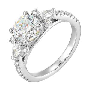 14Kt White Semi Mount 1/2Ctw For 1 1/2Ctw Round Center
