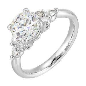 14Kt White Semi Mount 1/3Ctw For 1 1/2Ctw Round Center