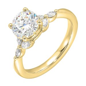 14Kt Yellow Semi Mount 1/5Ctw For 1 1/2Ct Round Center