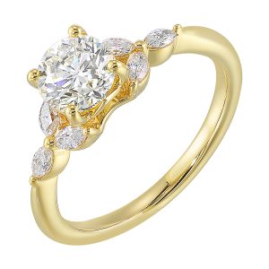 14Kt Yellow Semi Mount 1/5Ctw For 2Ct Round Center
