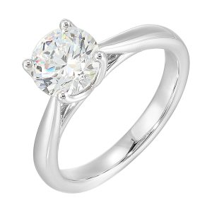 14Kt White Semi Mount For 1 1/2Ctw Round Center