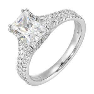 14Kt White Semi Mount 3/8Ctw For 2Ctw Radiant Center