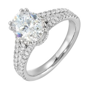14Kt White Semi Mount 1/2Ctw For 2Ctw Oval Center