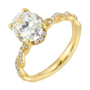 14Kt Yellow Semi Mount 1/4Ctw For 2Ctw Oval Center