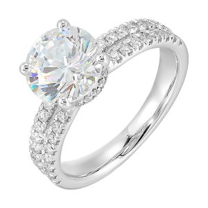 14Kt White Semi Mount 1/2Ctw For 2Ctw Round Center
