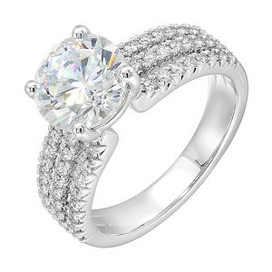 14Kt White Semi Mount 3/8Ctw For 2Ctw Round Center