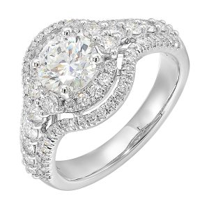 14Kt White Semi Mount 5/6Ctw For 1Ctw Round Center