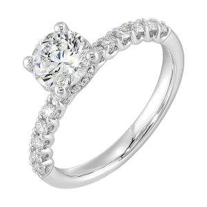 14Kt White Semi Mount 1/3Ctw For 1Ctw Round Center