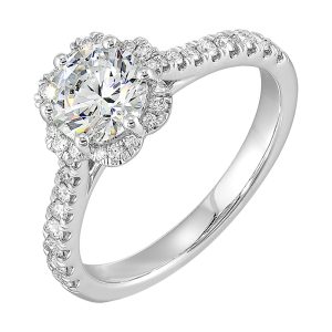 14Kt White Semi Mount 1/3Ctw For 1Ctw Round Center