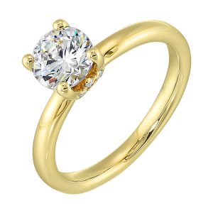 14Kt Yellow Semi Mount 1/10Ctw For 1Ctw Round Center