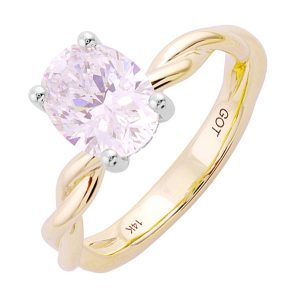 14Kt White Yellow Semi Mount 1/15Ctw For 2Ct Oval Center