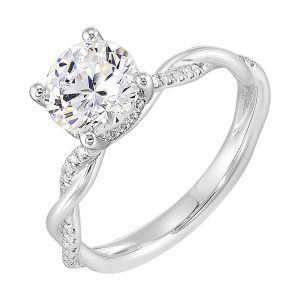 14Kt White Semi Mount 1/10Ctw For 1 1/2Ctw Round Center