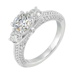14Kt White Semi Mount 1Ctw For 1Ctw Round Center