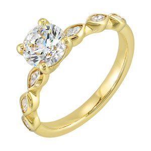 14Kt Yellow Semi Mount 1/4Ctw For 1Ctw Round Center