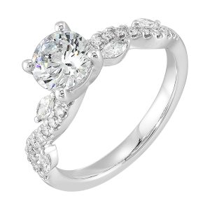 14Kt White Semi Mount 1/3Ctw For 1Ctw Round Center